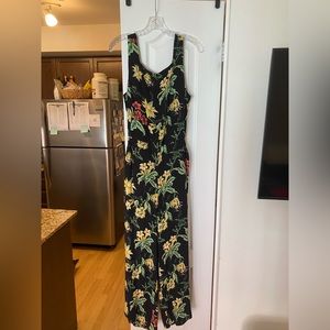 Backless floral jumpsuit
